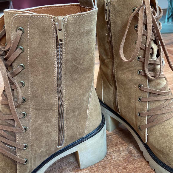 Oasis Society Jamie Vegan Suede Tan Lace Up Hiking Boots - Picture 7 of 9